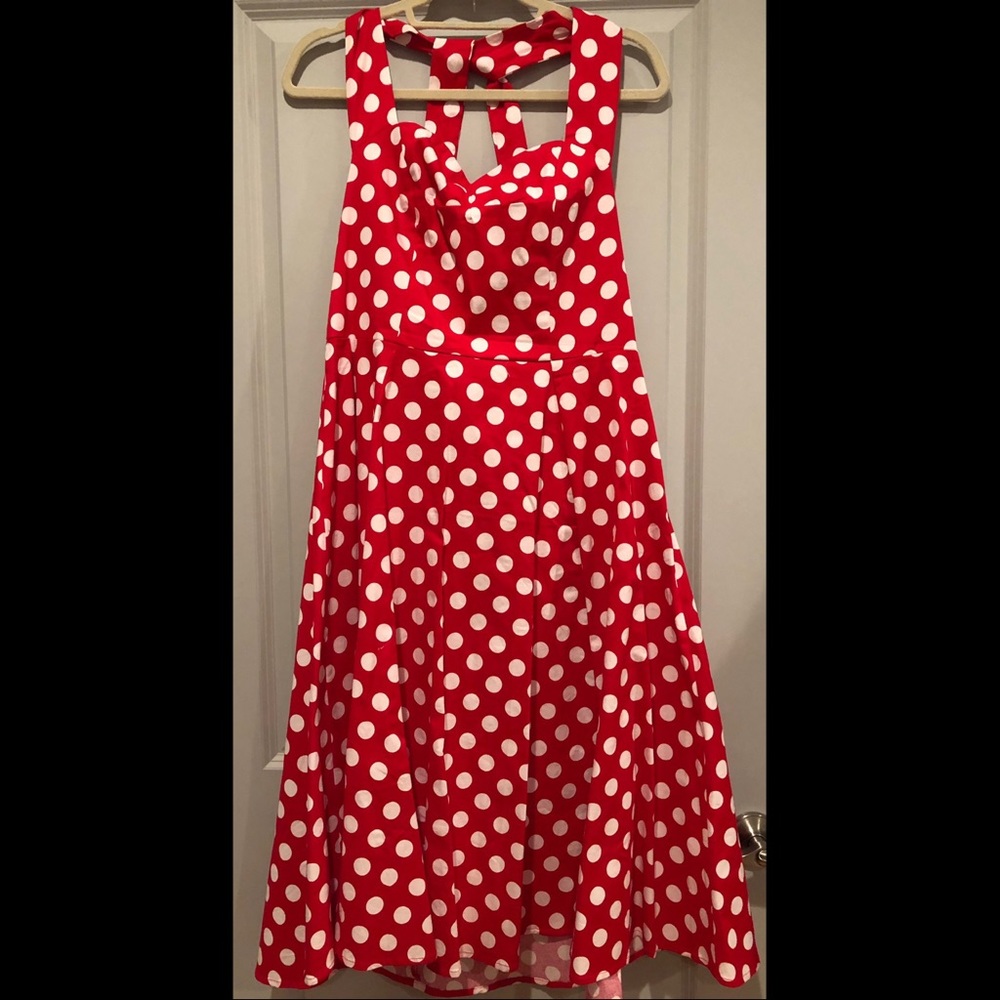 Halter polka dot 1950s swing tea dress